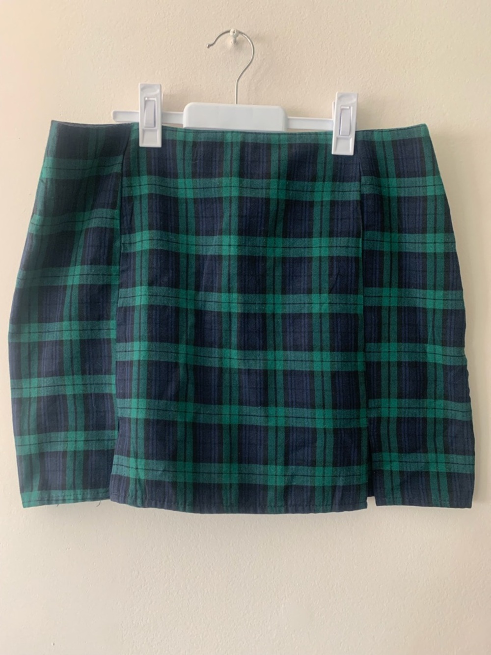Source Unknown Green and Navy Plaid Mini Skirt